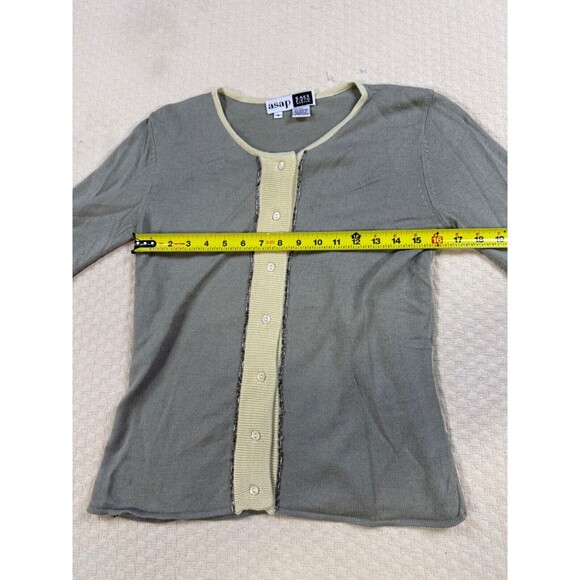 Saks Fifth Avenue Cashmere Blend Sweater Coquette | Green | Womens Medium - Picture 12 of 13